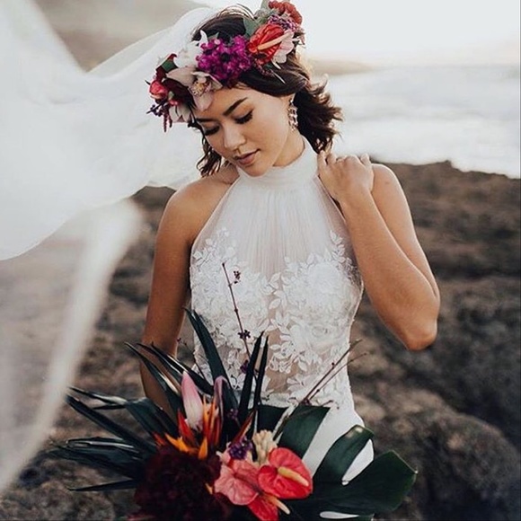 Tadashi Shoji Dianna Embroidered Halter Gown - Picture 5 of 12